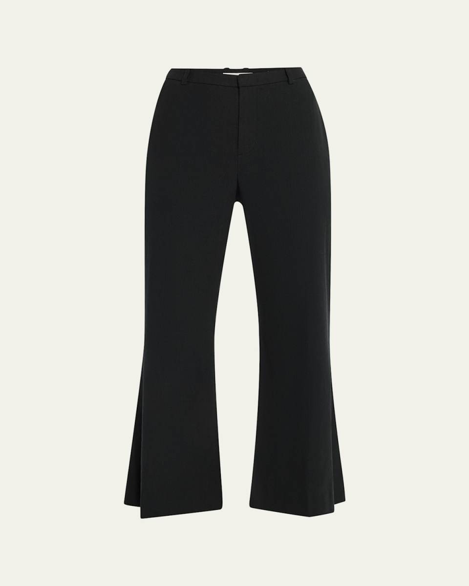 Mid-Rise Cropped Flare Trousers